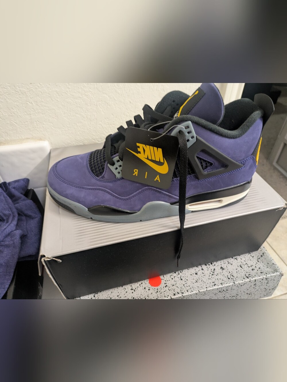Nike Air Jordan 4 Lakers Men’s Basketball Shoes - Purple/Gray